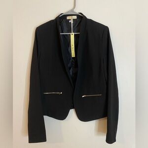Icy Black Formal Cotton Blazer with Gold zipper Pockets  size Large
